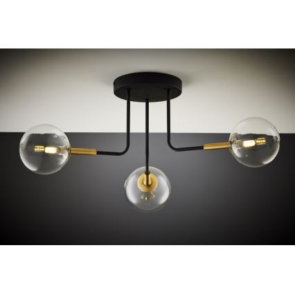 Jupiter 2039 - Lámpara colgante BURANO 3xG9/10W/230V negro/dorado/transparente