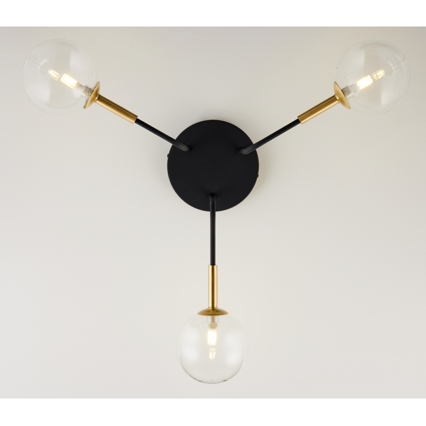 Jupiter 2039 - Lámpara colgante BURANO 3xG9/10W/230V negro/dorado/transparente