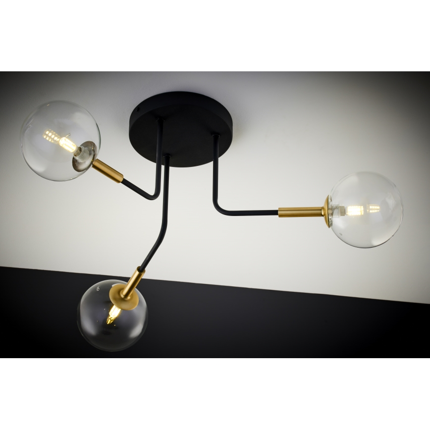 Jupiter 2039 - Lámpara colgante BURANO 3xG9/10W/230V negro/dorado/transparente
