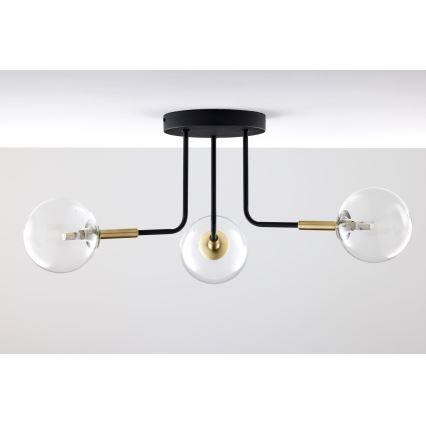 Jupiter 2039 - Lámpara colgante BURANO 3xG9/10W/230V negro/dorado/transparente