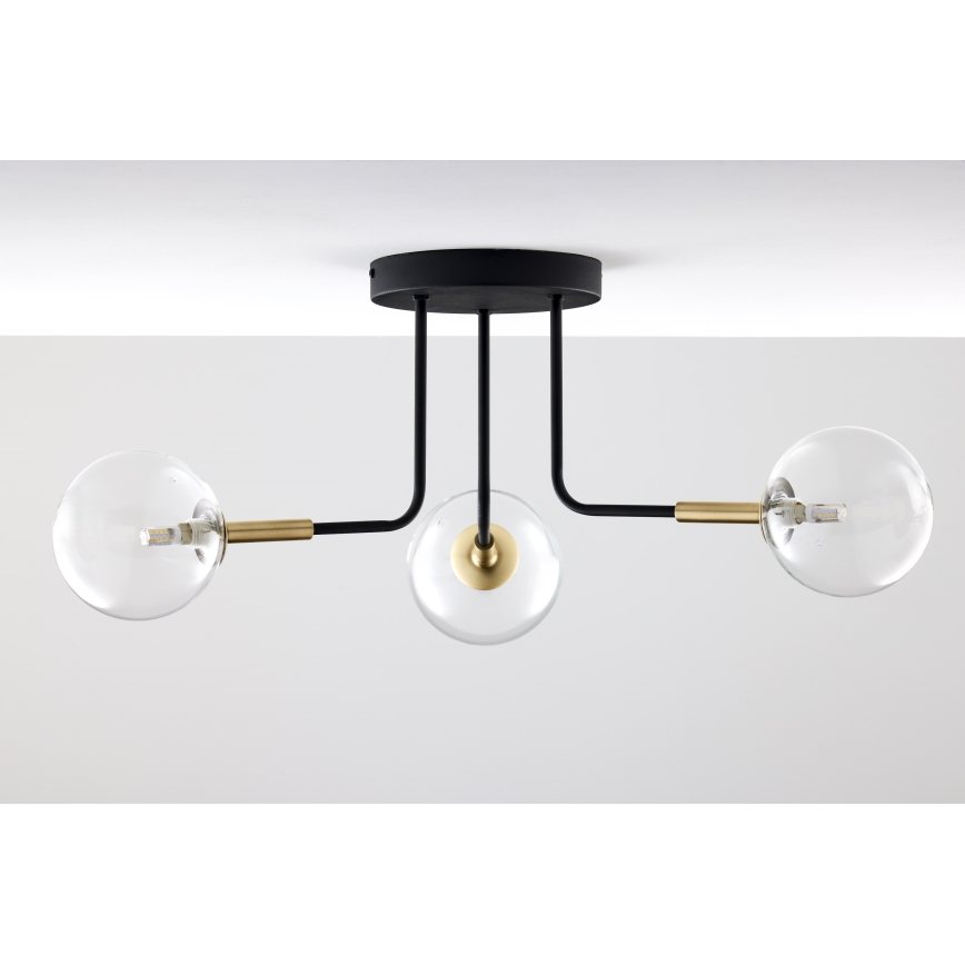 Jupiter 2039 - Lámpara colgante BURANO 3xG9/10W/230V negro/dorado/transparente