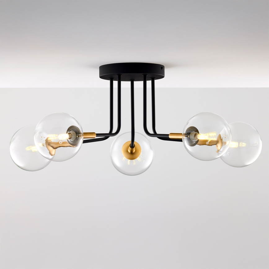 Jupiter 2040 - Lámpara colgante BURANO 5xG9/10W/230V negro/dorado/transparente