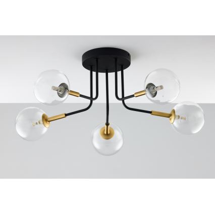 Jupiter 2040 - Lámpara colgante BURANO 5xG9/10W/230V negro/dorado/transparente