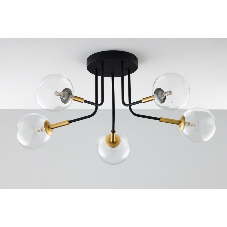 Jupiter 2040 - Lámpara colgante BURANO 5xG9/10W/230V negro/dorado/transparente