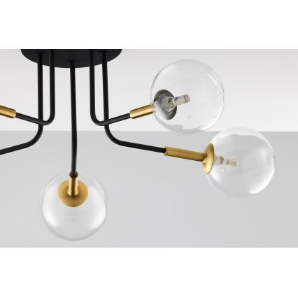 Jupiter 2040 - Lámpara colgante BURANO 5xG9/10W/230V negro/dorado/transparente