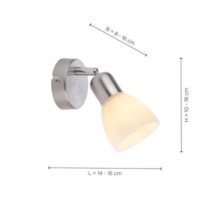 JUST LIGHT. 11951-55 - Foco de pared KARO 1xE14/40W/230V cromo mate