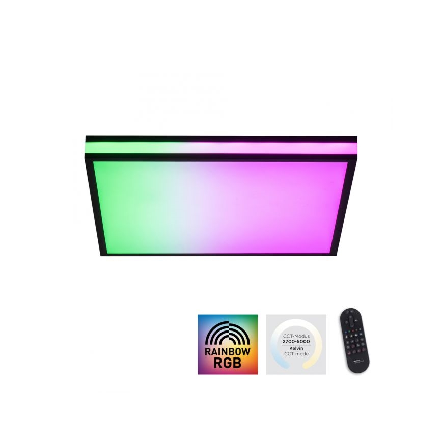 JUST LIGHT. 14110-18 - Plafón LED RGBW regulable MARIO BLACK LED/19,5W/230V 2700-5000K + control remoto