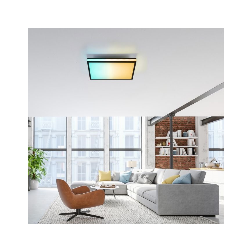 JUST LIGHT. 14110-18 - Plafón LED RGBW regulable MARIO BLACK LED/19,5W/230V 2700-5000K + control remoto