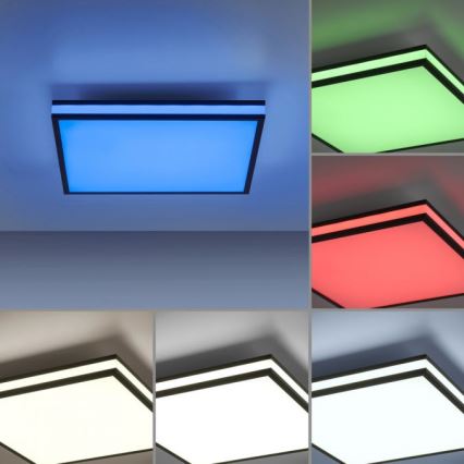 JUST LIGHT. 14110-18 - Plafón LED RGBW regulable MARIO BLACK LED/19,5W/230V 2700-5000K + control remoto
