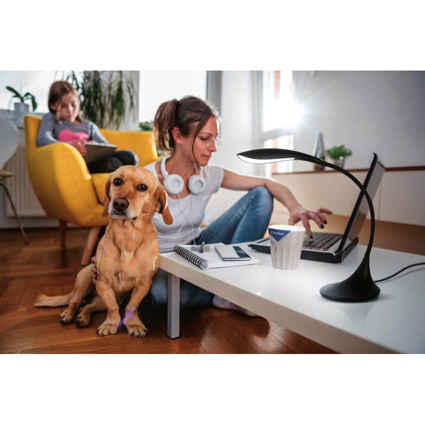LED Lámpara de mesa flexible regulable FRANCO LED/6,8W/230V negro