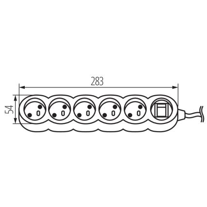 Kanlux 26512 - Alargador LUNGA con interruptor 3 m