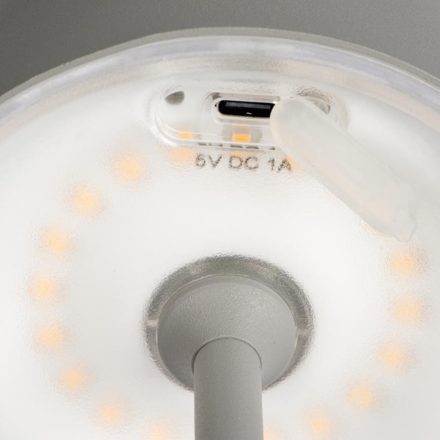 Lámpara de mesa LED recargable y regulable INITA LED/1,2W/1800 mAh IP54 gris