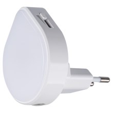 Kanlux 37396 - Luz de orientación LED regulable con sensor crepuscular para enchufe ULOV LED/0,5W/230V blanco