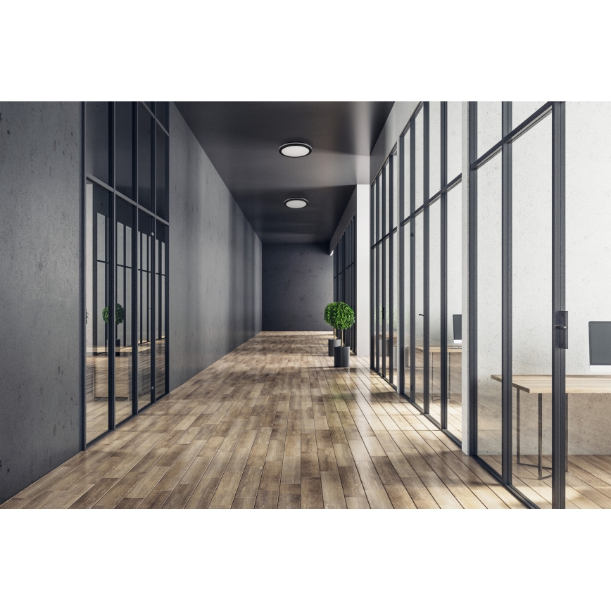 Plafón LED de exterior BENO ECO LED/20W/230V 3000/4000/6500K diá. 20 cm IP65 negro