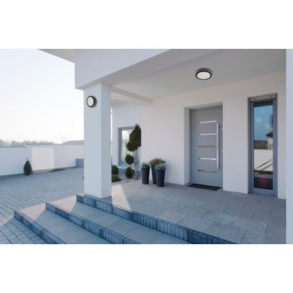 Plafón LED de exterior BENO ECO LED/20W/230V 3000/4000/6500K diá. 20 cm IP65 negro