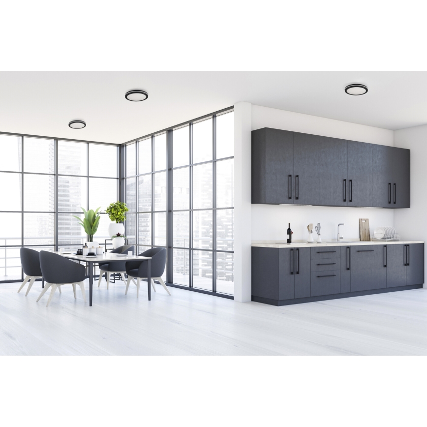 Plafón LED de exterior BENO ECO LED/20W/230V 3000/4000/6500K diá. 20 cm IP65 negro