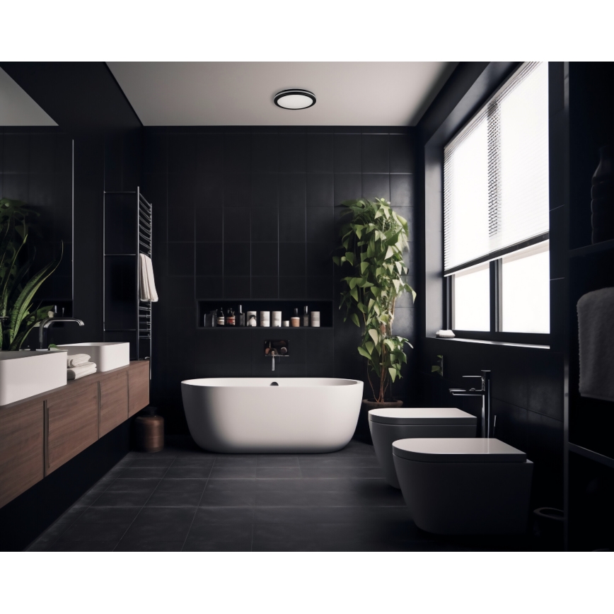 Plafón LED de exterior BENO ECO LED/20W/230V 3000/4000/6500K diá. 20 cm IP65 negro