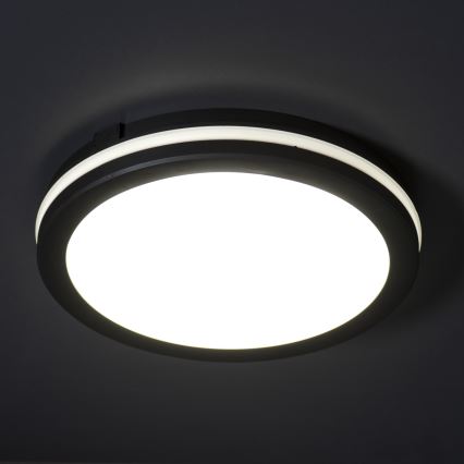 Plafón LED de exterior BENO ECO LED/20W/230V 3000/4000/6500K diá. 20 cm IP65 negro