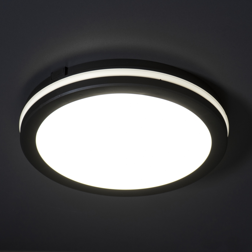 Plafón LED de exterior BENO ECO LED/20W/230V 3000/4000/6500K diá. 20 cm IP65 negro