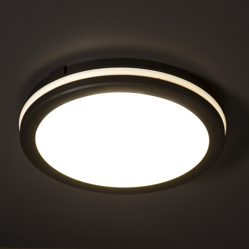 Plafón LED de exterior BENO ECO LED/20W/230V 3000/4000/6500K diá. 20 cm IP65 negro