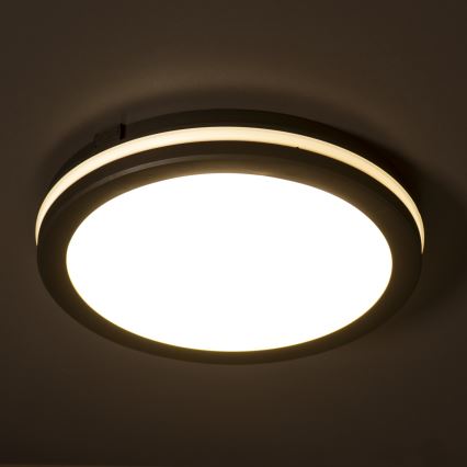 Plafón LED de exterior BENO ECO LED/20W/230V 3000/4000/6500K diá. 20 cm IP65 negro