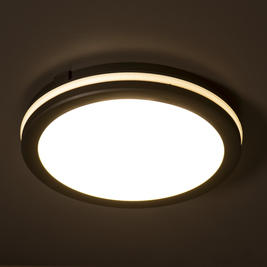 Plafón LED de exterior BENO ECO LED/20W/230V 3000/4000/6500K diá. 20 cm IP65 negro