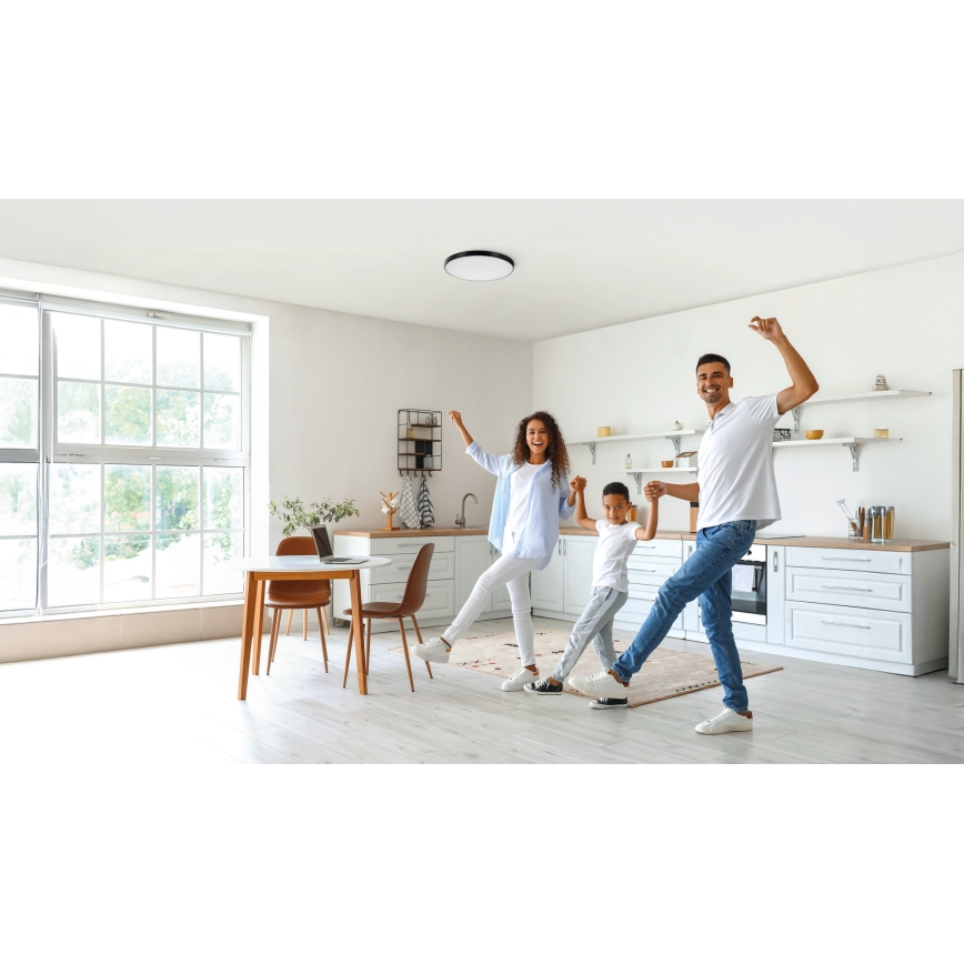 Plafón LED regulable PLAFON LED/20W/230V 3000-6500K Wi-Fi negro