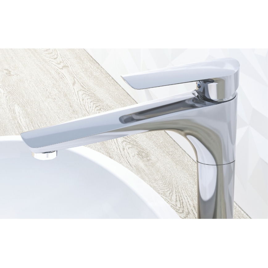 KFA Armatura 5022-712-00 - Grifo de lavabo + desagüe con rebosadero TANZANIT 28,4 cm cromo brillante