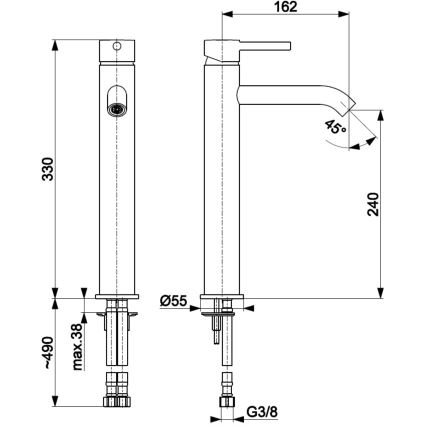 KFA Armatura 5032-612-31 - Grifo de lavabo + desagüe con rebosadero MOZA 33 cm cortado dorado