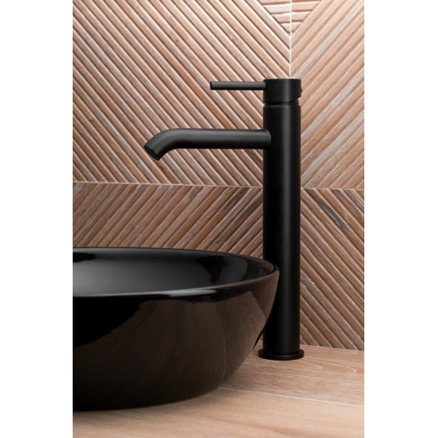 KFA Armatura 5032-612-81 - Grifo de lavabo + desagüe con rebosadero MOZA 33 cm mate negro