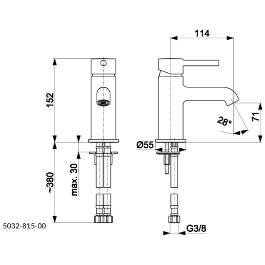 KFA Armatura 5032-815-00 - Grifo de lavabo + desagüe con rebosadero MOZA 15,2 cm cromo brillante