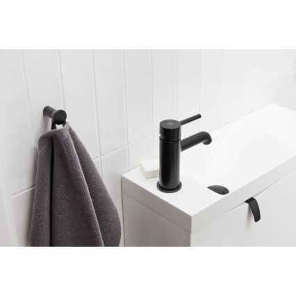 KFA Armatura 5032-815-81 - Grifo de lavabo + desagüe con rebosadero MOZA 15,2 cm mate negro