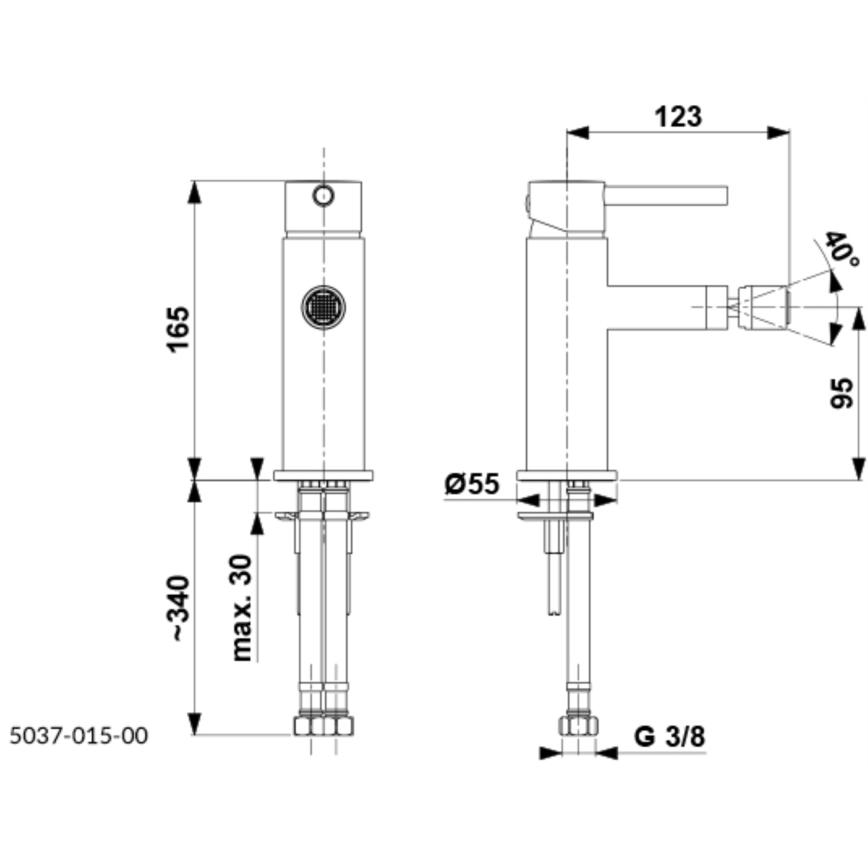 KFA Armatura 5037-015-81 - Grifo para bidé + desagüe con rebosadero MOZA negro mate