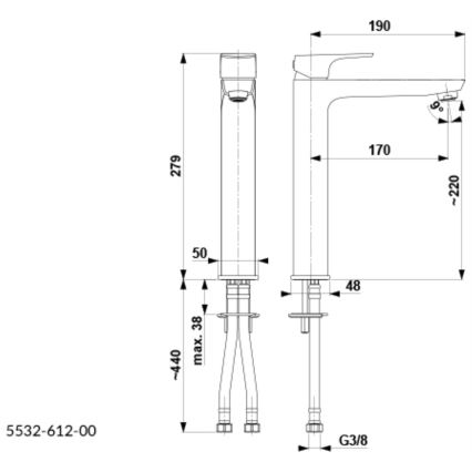 KFA Armatura 5532-612-00 - Grifo de lavabo MOKAIT 27,9 cm cromo brillante