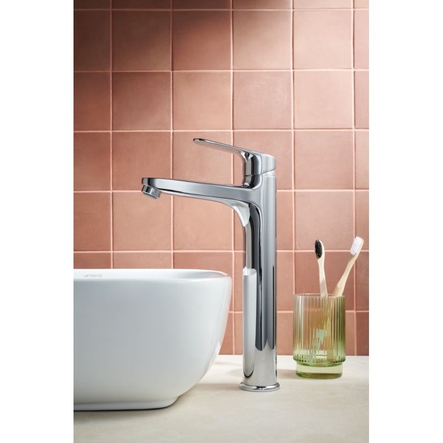KFA Armatura 5552-712-00 - Grifo de lavabo + desagüe con rebosadero OTAVA 30,2 cm cromo brillante