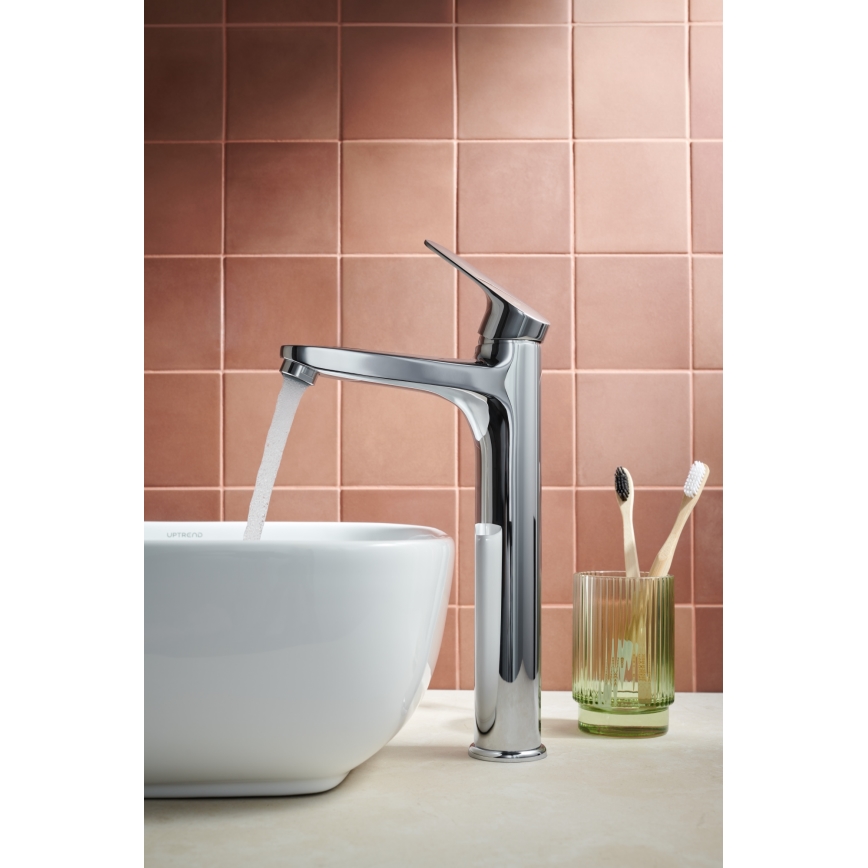 KFA Armatura 5552-712-00 - Grifo de lavabo + desagüe con rebosadero OTAVA 30,2 cm cromo brillante