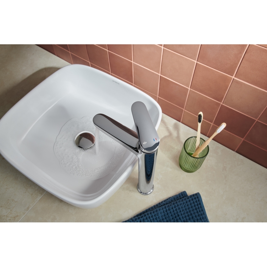 KFA Armatura 5552-712-00 - Grifo de lavabo + desagüe con rebosadero OTAVA 30,2 cm cromo brillante