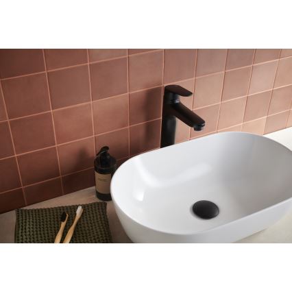 KFA Armatura 5552-712-81 - Grifo de lavabo + desagüe con rebosadero OTAVA 30,2 cm mate negro