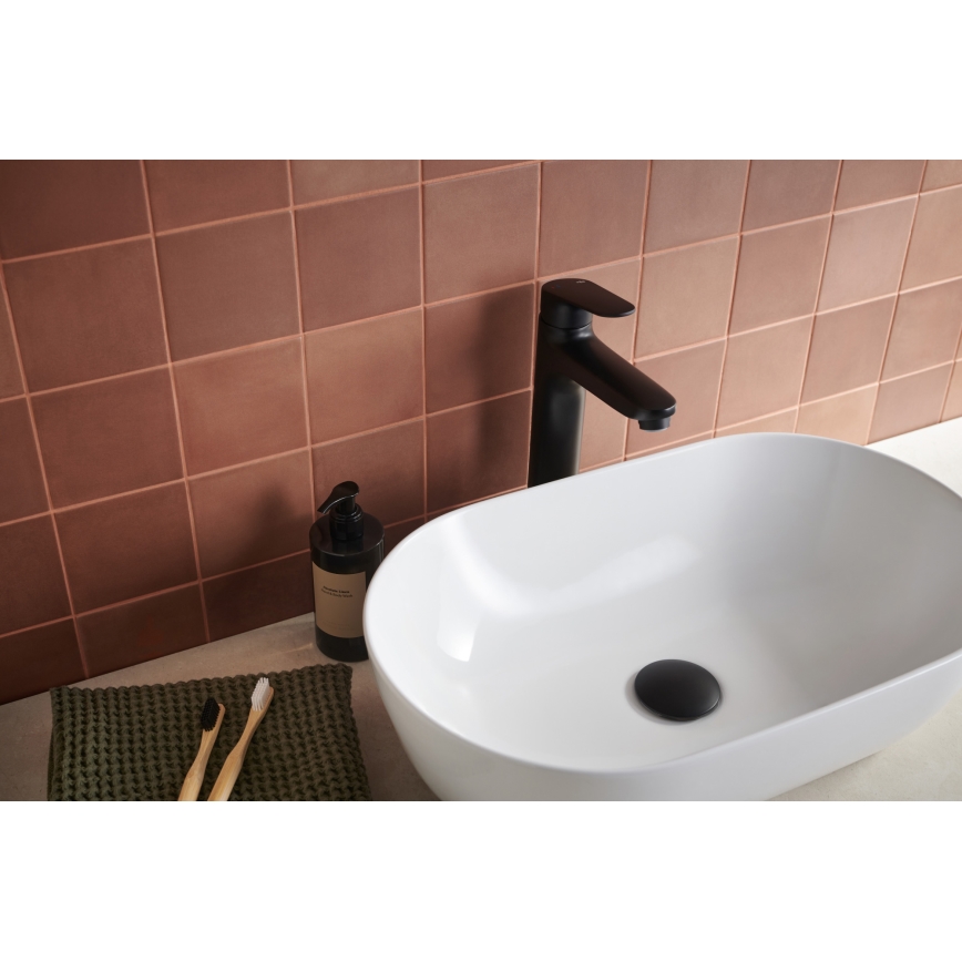 KFA Armatura 5552-712-81 - Grifo de lavabo + desagüe con rebosadero OTAVA 30,2 cm mate negro