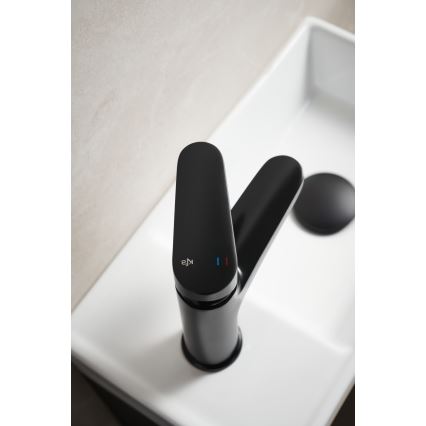 KFA Armatura 5552-815-81 - Grifo de lavabo + desagüe con rebosadero OTAVA 15 cm mate negro