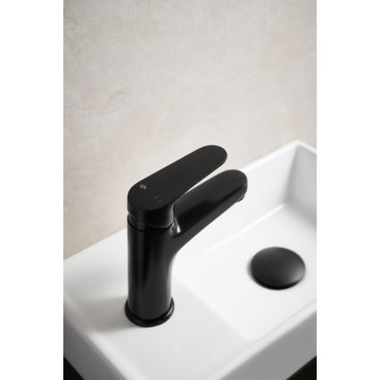 KFA Armatura 5552-815-81 - Grifo de lavabo + desagüe con rebosadero OTAVA 15 cm mate negro