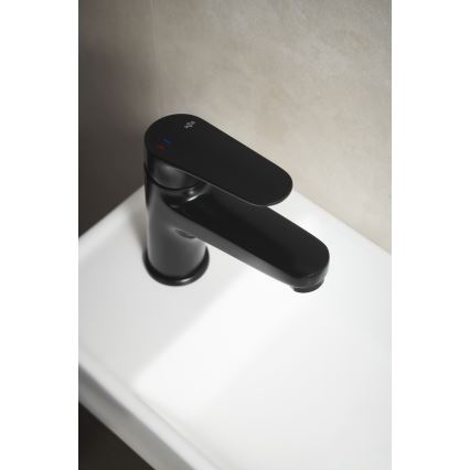 KFA Armatura 5552-815-81 - Grifo de lavabo + desagüe con rebosadero OTAVA 15 cm mate negro