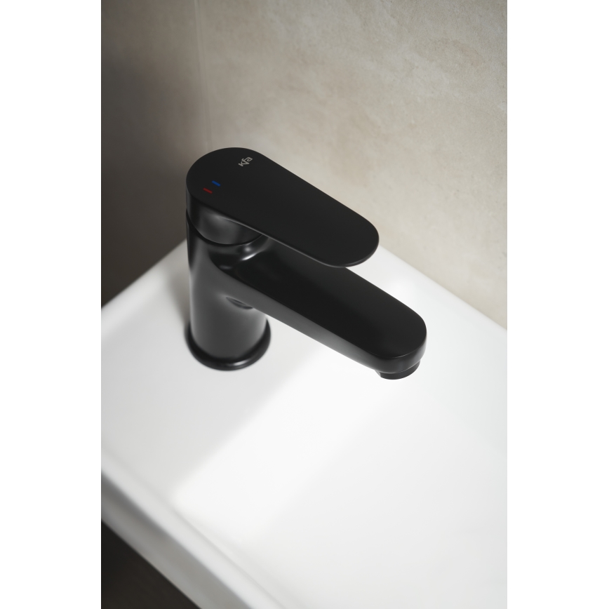 KFA Armatura 5552-815-81 - Grifo de lavabo + desagüe con rebosadero OTAVA 15 cm mate negro