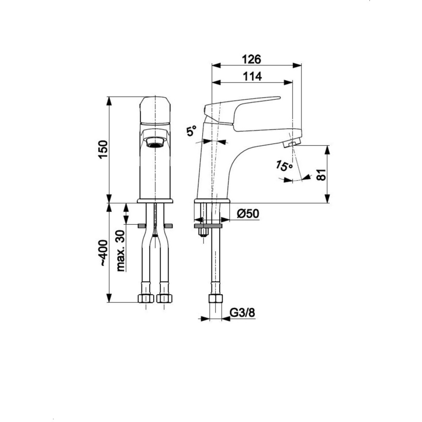 KFA Armatura 5552-815-81 - Grifo de lavabo + desagüe con rebosadero OTAVA 15 cm mate negro