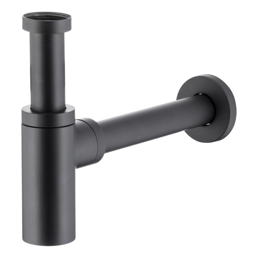 KFA Armatura 600-003-81 - Sifón redondo para lavabo latón/mate negro