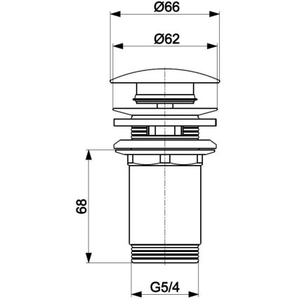 KFA Armatura 660-254-81 - Desagüe para lavabo con rebosadero CLICK-CLACK d. 6,6 cm latón/negro mate