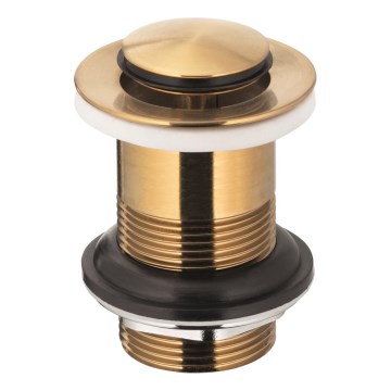 KFA Armatura 660-353-31 - Desagüe para lavabo sin rebosadero CLICK-CLACK diá. 6,2 cm latón/oro cepillado