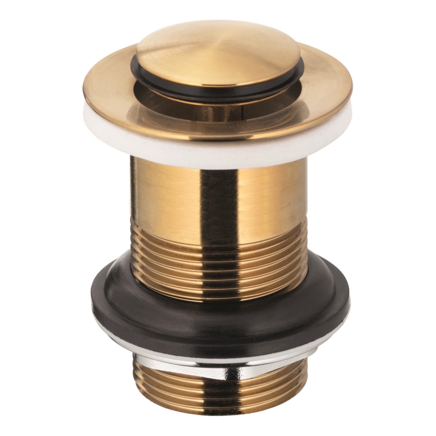 KFA Armatura 660-353-31 - Desagüe para lavabo sin rebosadero CLICK-CLACK diá. 6,2 cm latón/oro cepillado