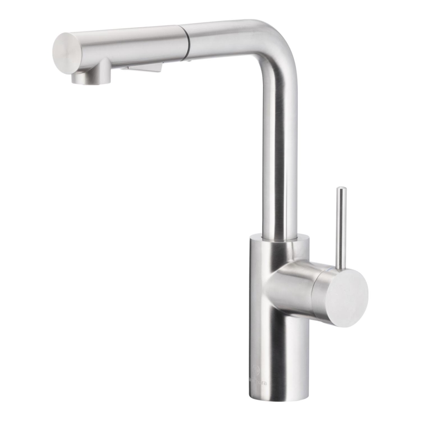 KFA Armatura 6623-110-22 - Grifo de fregadero con rociador extraíble DUERO BASIC acero inoxidable