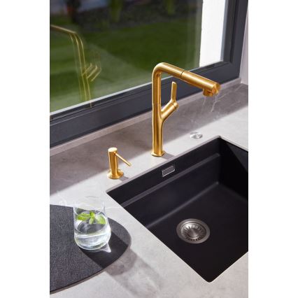 KFA Armatura 6623-220-31 - Grifo de fregadero con rociador extraíble DUERO DESIGN acero inoxidable/oro cepillado